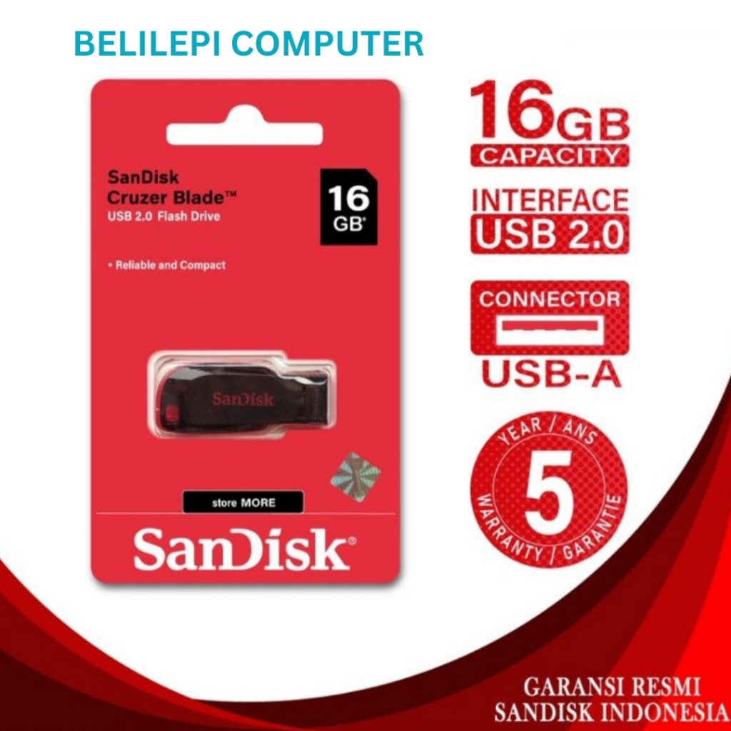 Flashdisk FD Sandisk MURAH ORI Cruzer Blade 2.0 16gb 32gb 64gb 128gb ORIGINAL