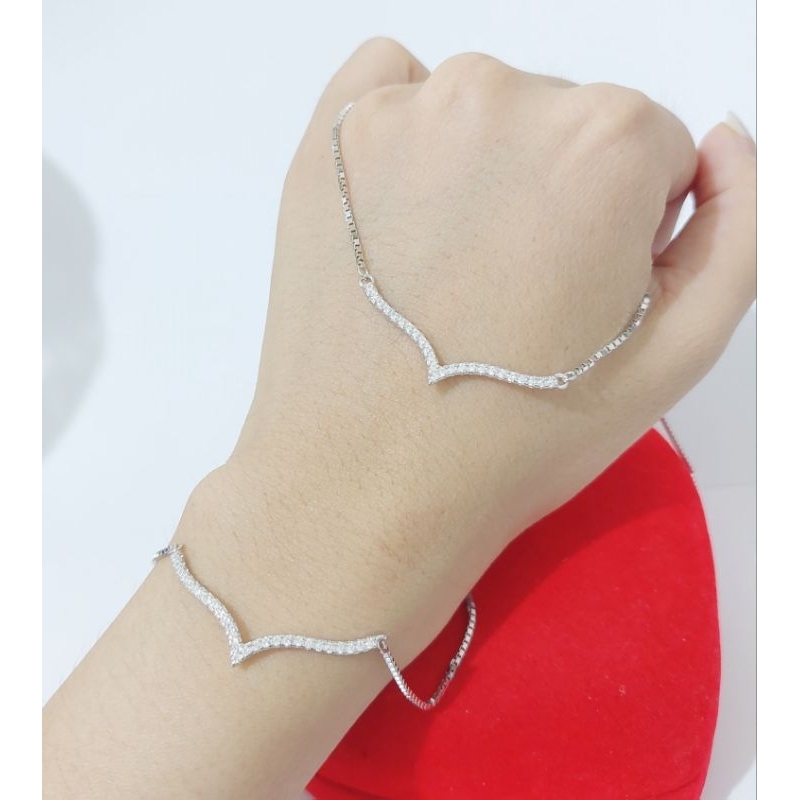 Set Aurel Perak 925 Lapis Emas Putih - Anti Karat - Perhiasan Wanita