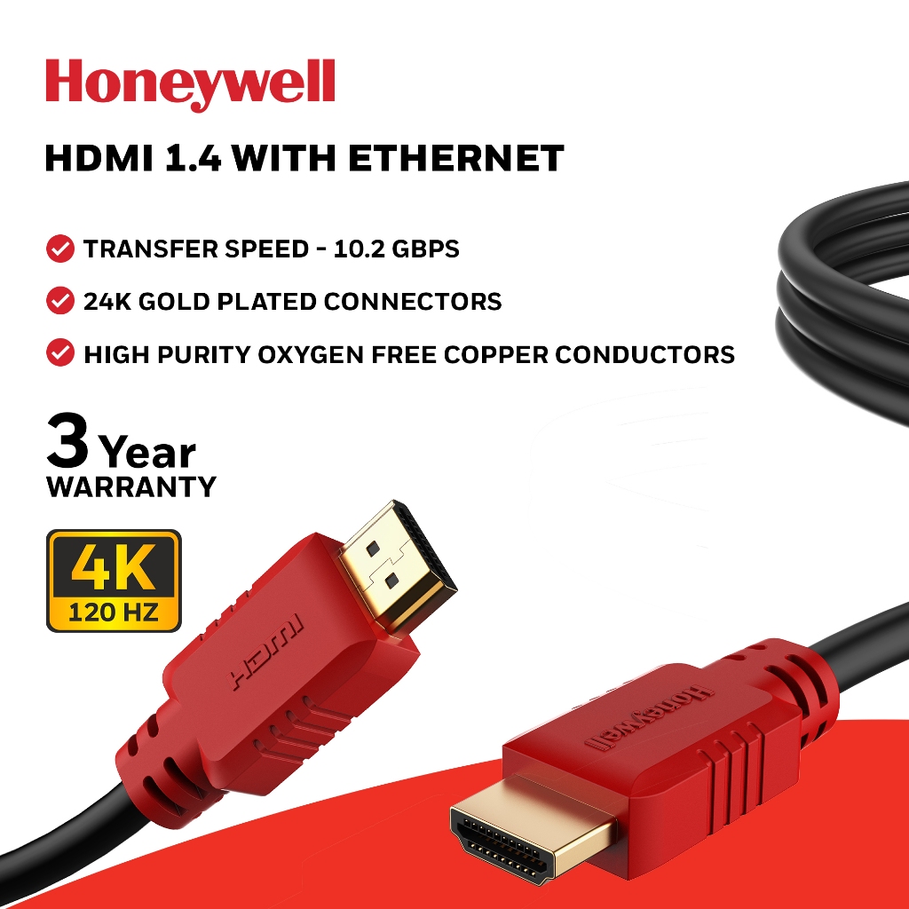 Honeywell Kabel HDMI v1.4 PC Laptop TV Projector 3D/4K, 2K Ultra HD Resolution 01/HDM/2M/BLK 02/HDM/