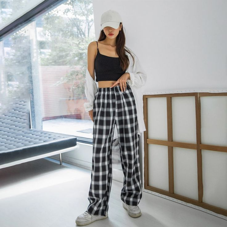 Putri Collection - (9901) BB 40 - 65 KG - Celana Panjang Kulot Tartan Korea Highwaist Celana Kulot M