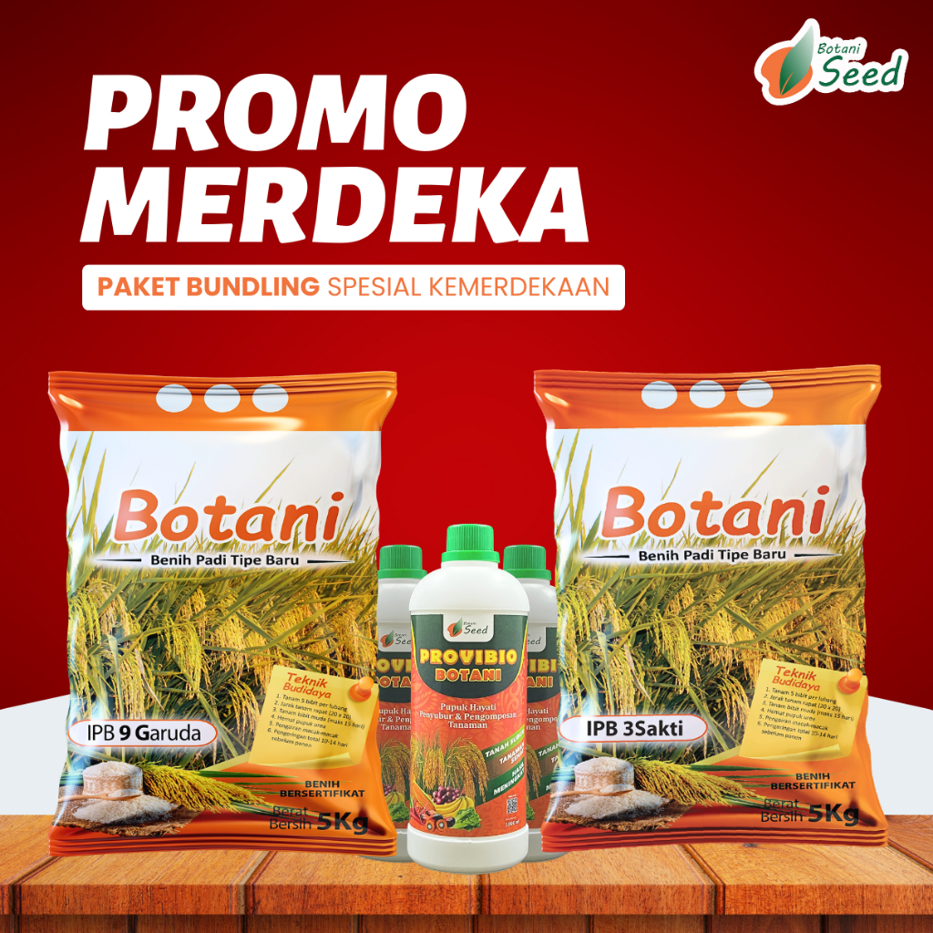 Paket Bundling Benih Padi IPB 9G/ IPB 3s dan Pupuk Hayati Cair Provibio Botani