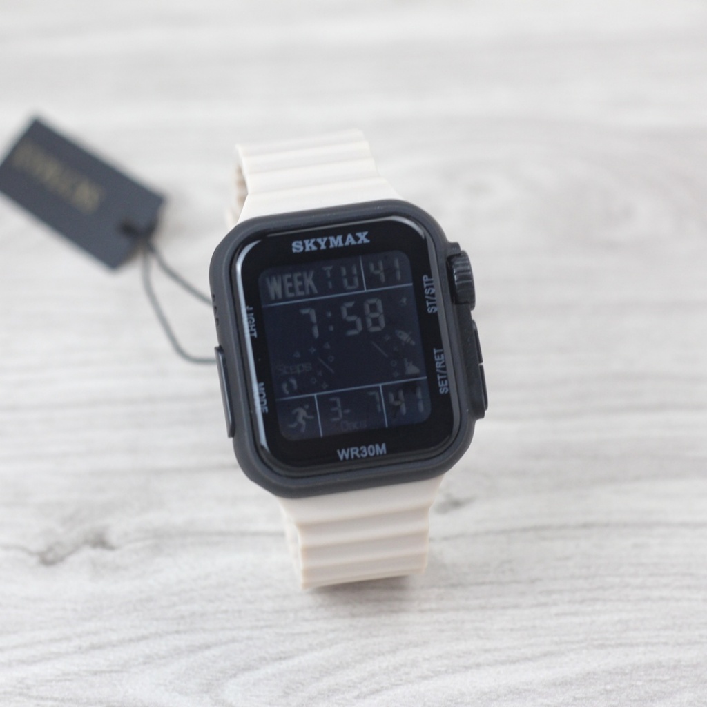 Jam tangan Pria Skymax 2301 tali karet kotak digital original