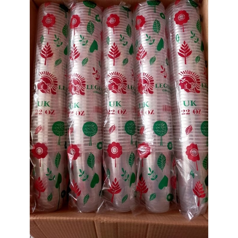 GELAS PLASTIK GELAS CUP BOBA UK 18OZ 22OZ 1 PAK ISI 50 CUP