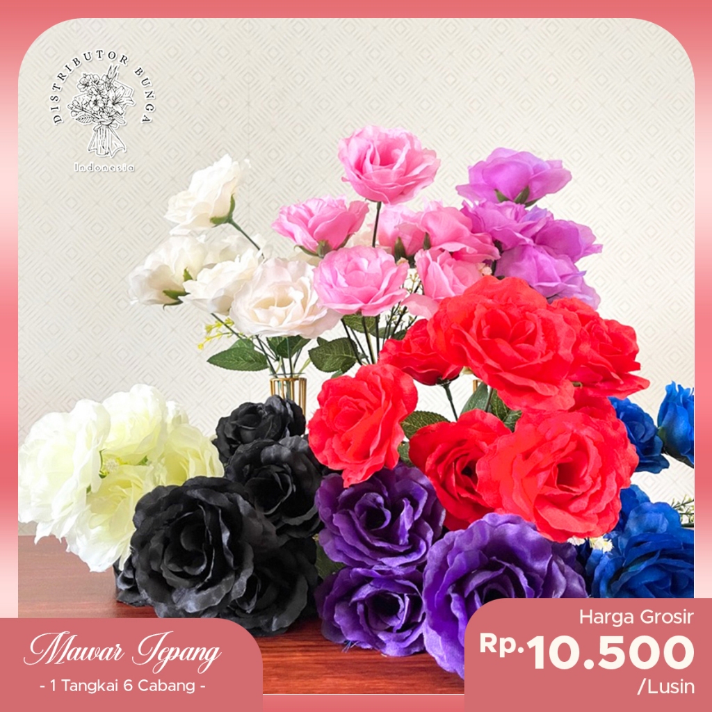 ✅COD (6 Tangkai) Bunga Mawar Rose Jepang Import Plastik / Bunga Mawar Jepang Artificial / Artificial