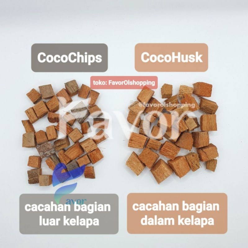 Media Tanam CocoChips & CocoHusk / Coconut CHIP & HUSK / Sabut Kelapa Cacah HIGH GRADE Media Turunan