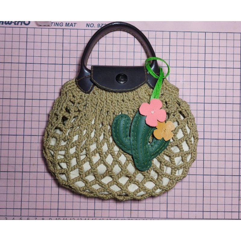 Handmade Bag Charm Kaktus Kulit Asli