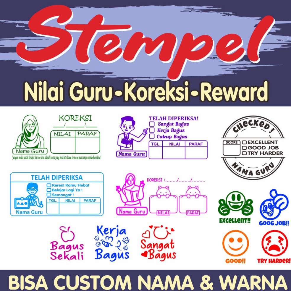 

Dijual kakak Stempel Nilai Guru Penilaian Koreksi Checked Reward Siswa Murid Sekolah