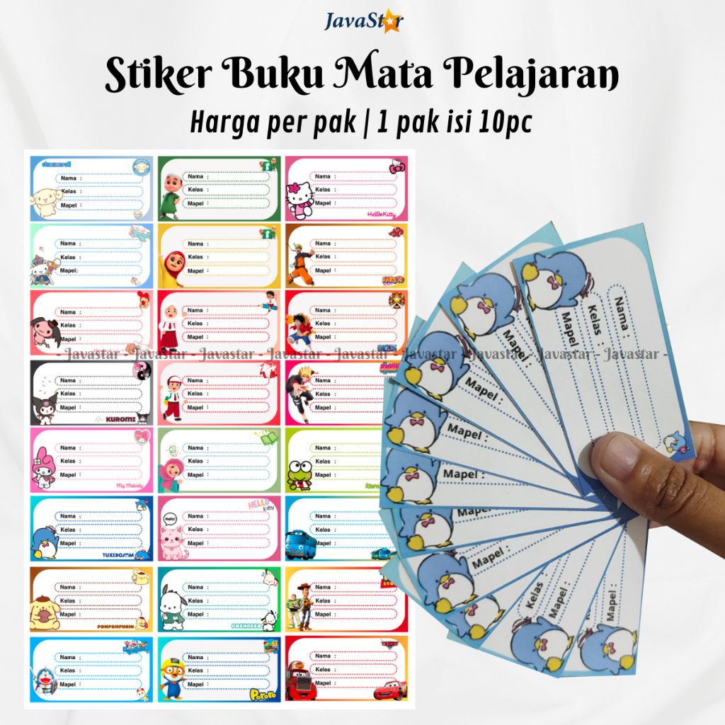 

10pcs Stiker Buku Mapel mata pelajara sekolah label buku pelajaran stiker nama anak sekolah
