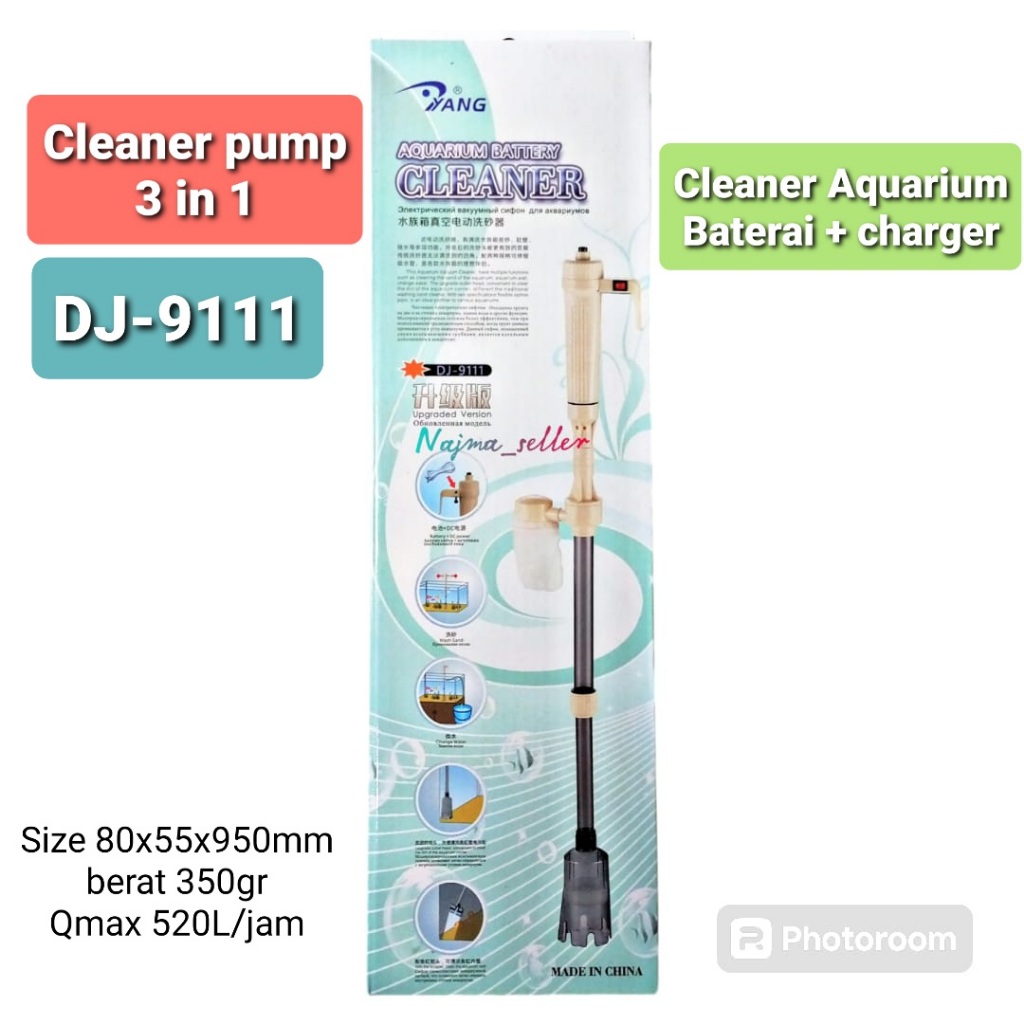 Cleaner Aquarium battery elektrik otomatis. Penyedot air aquarium baterai atau Listrik