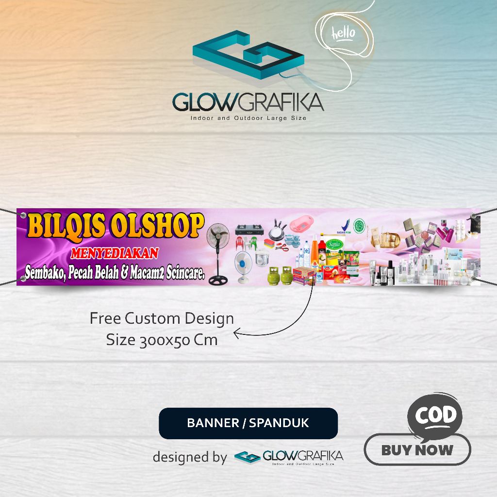 Cetak Spanduk Toko Sembako Custom Nama