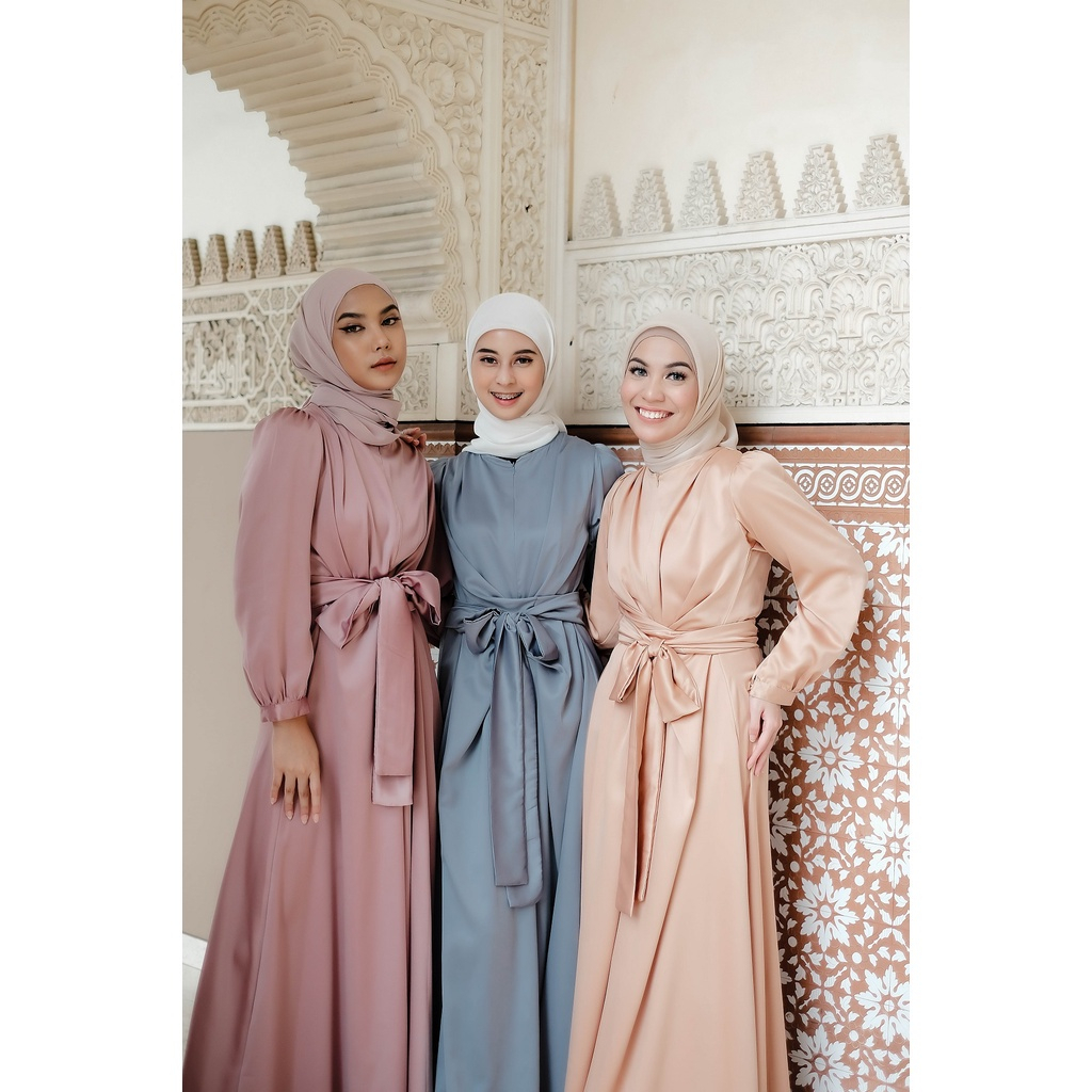 YANG LAGI TREN  NEW - UTARI DRESS WRAP MUSLIM POLOS MATERIAL FULL SATIN SILK VELVET