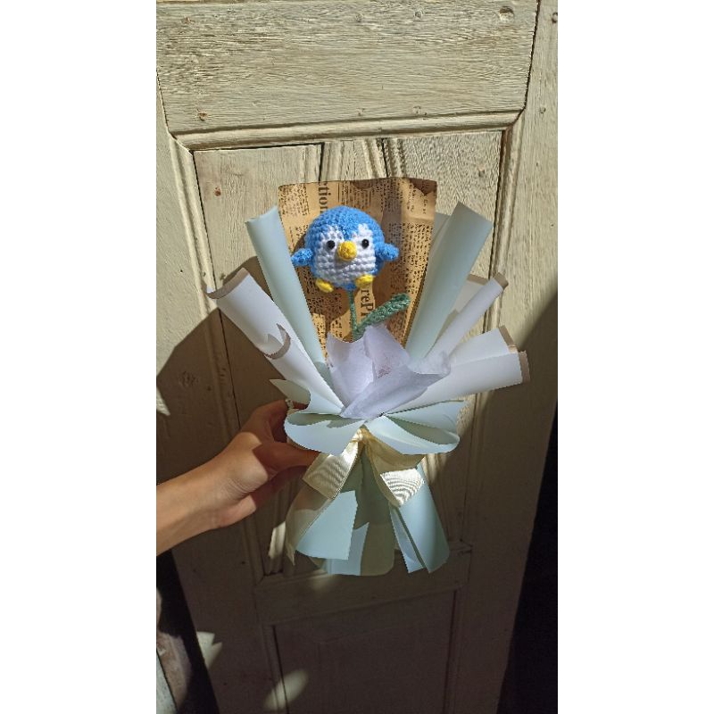 Buket bunga rajut|buket karakter rajut|buket boneka rajut