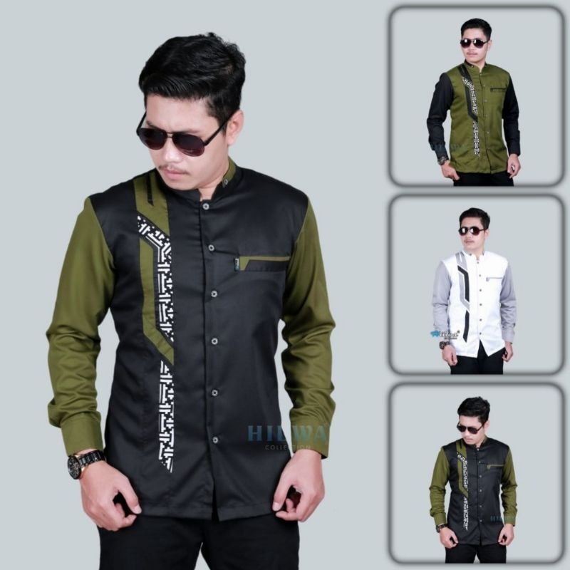 sragam hadroh size S M L XL XXL Hilwa collection Kemeja baju koko lengan panjang original hilwa BAJU