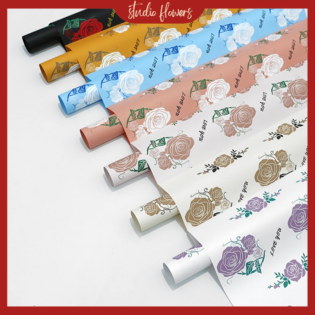 

Flower Wrapping Paper Cellophane Korean Florist Paper Kertas Buket Bunga Motif Rose KB6177