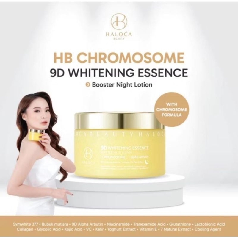 HALOCA - HB CHROMOSOME 9D Whitening Essence Boster Night lotion Pemutih badan