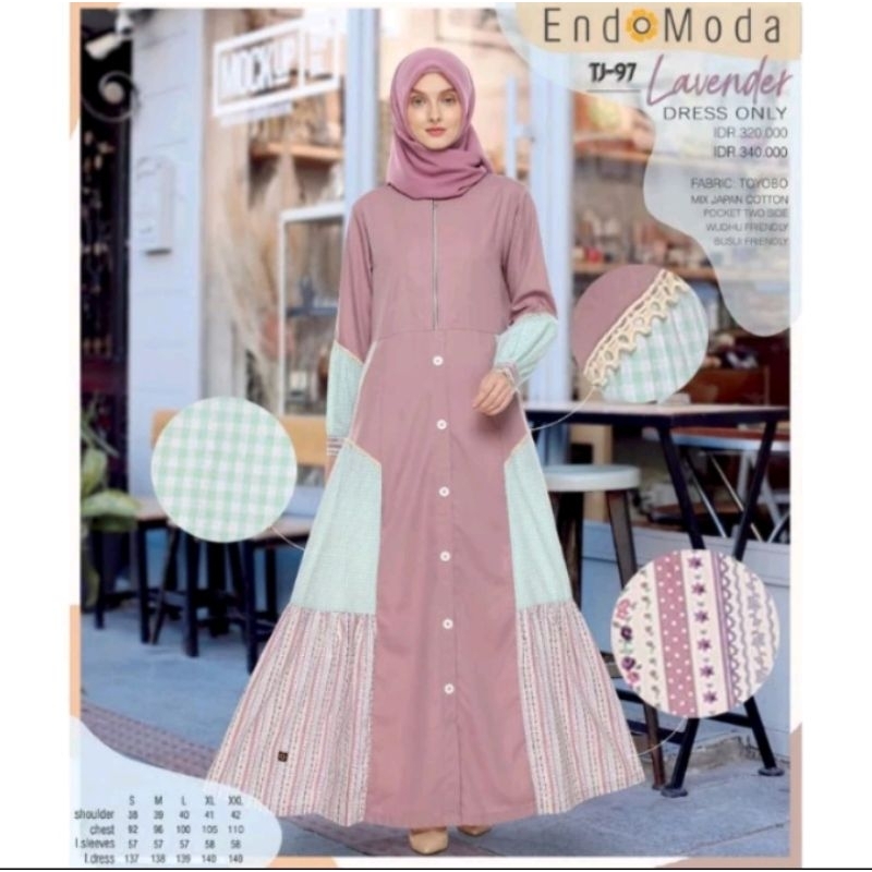 Gamis Endomoda TJ 97 Gamis saja tanpa hijab (dress only) LAVENDER