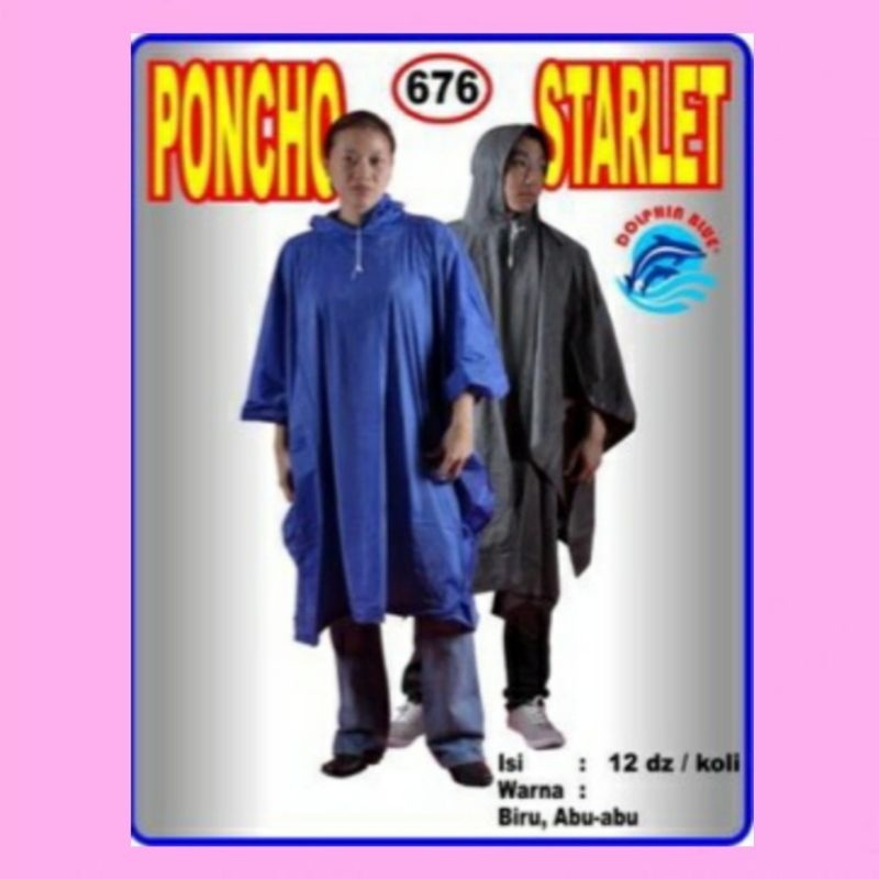 PONCHO 676 STARET DOLPHIN BLUE jas hujan / Mantel Jas Hujan Pocho Starlet Dolphin