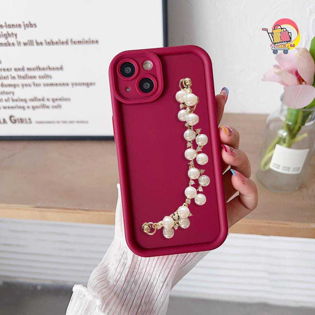 GC95 CASE CASING SILIKON MATTE ROSE PEARL CHAIN GRIP - CASING HP COMPATIBLE FOR XIAOMI REDMI 6X A2 1