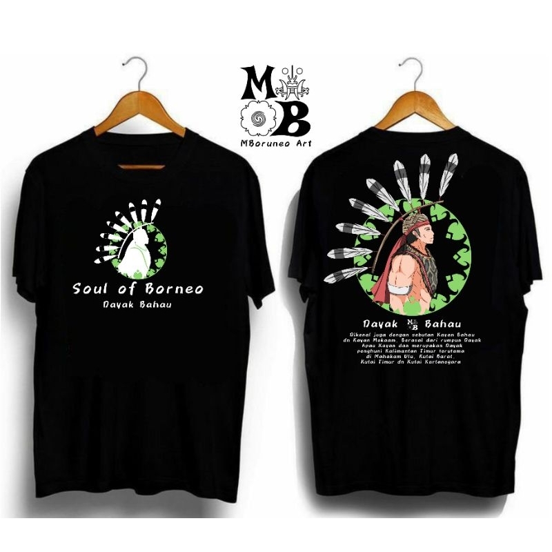 Kaos Pria/Wanita/Unisex Budaya Dayak Borneo, Kaos Motif Dayak Kalimantan, Desain Original MBoruneo A