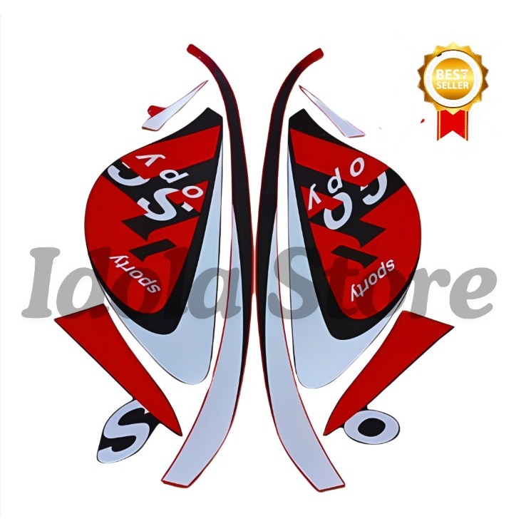 Stiker Striping Honda Scoopy Sporty 2022 Putih Merah List Stiker Standar Scoopy Sporty 2022 Terbaik