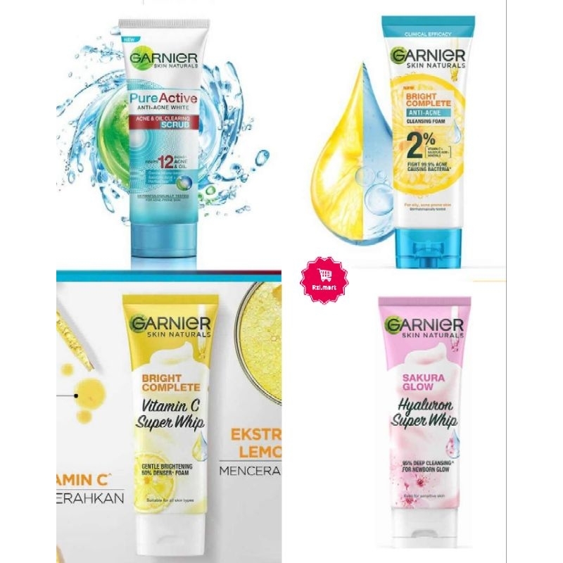 garnier sabun muka 100ml pure active || hyaluron super whip || vitamin C super whip || anti acne ||