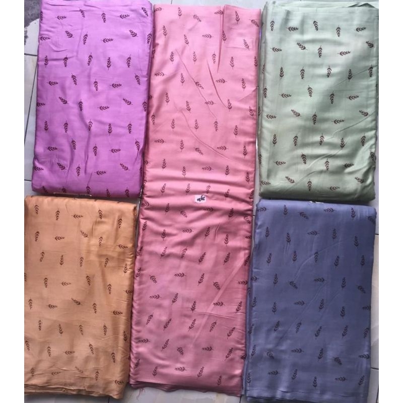 Kain Rayon Santung Motif Bunga & Daun | kain Tebal & Halus Terbaru