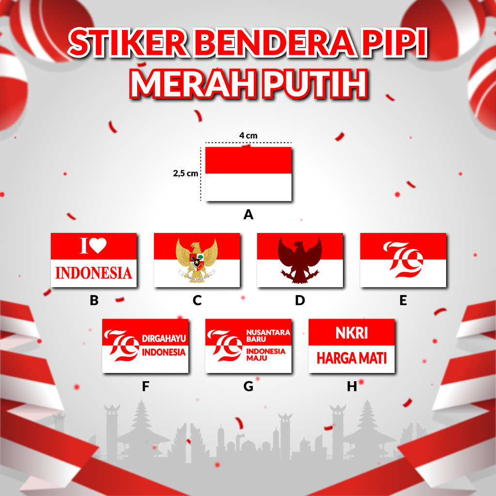 

Sticker Pipi Stiker Wajah HUT RI Bendera Merah Putih Agustusan Stiker Kemerdekaan Indonesia