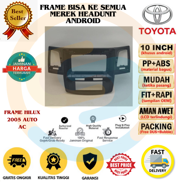 Frame head unit 10 inch Toyota Fortuner hilux vigo 2008 - 2014 Auto AC