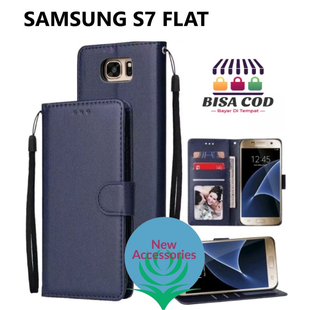 Samsung S7 Flat Flip Case Leather Case Sarung Dompet Kulit Flip Wallet Premium