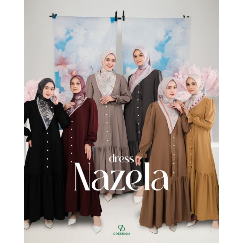 NAZELA DRESS BY GREENISM | GAMIS POLOS MUSLIM WANITA STYLISH