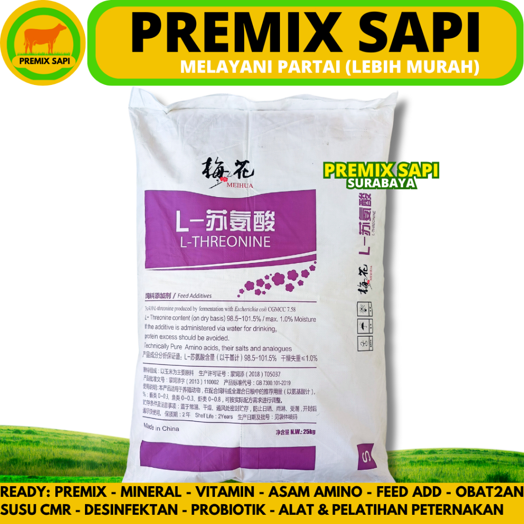 L THREONINE 1 KG MEIHUA UNGU - Threonine Asam Amino ternak 1 kg - L threonin - Asam amino untuk ungg
