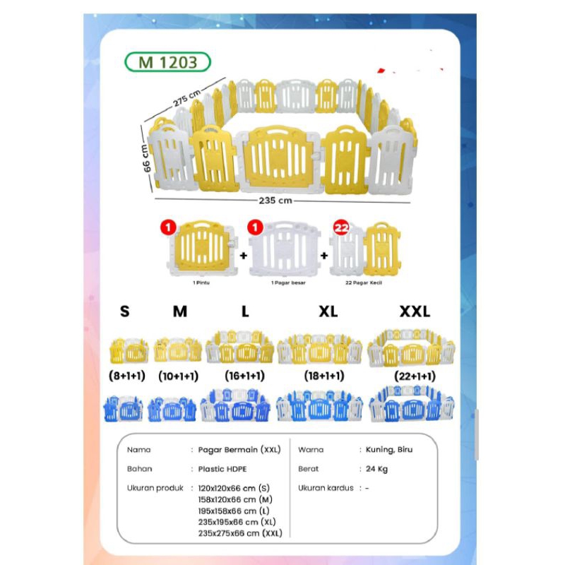 Mainan taman bermain/Pagar anak bayi/Mainan anak baby fence playfence/Pagar bayi MOLION M 1203