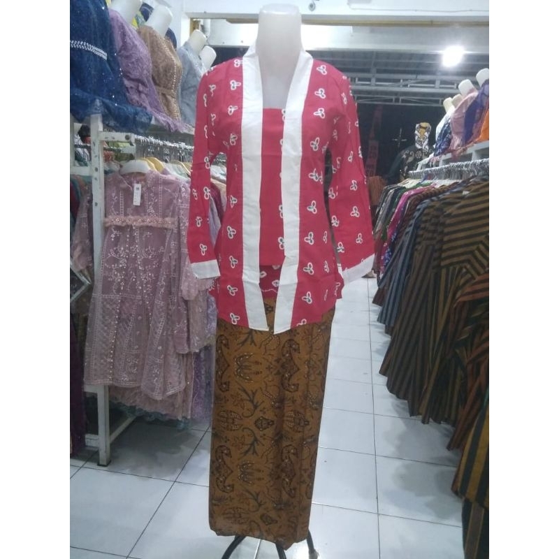 blus atasan jumputan,merah putih