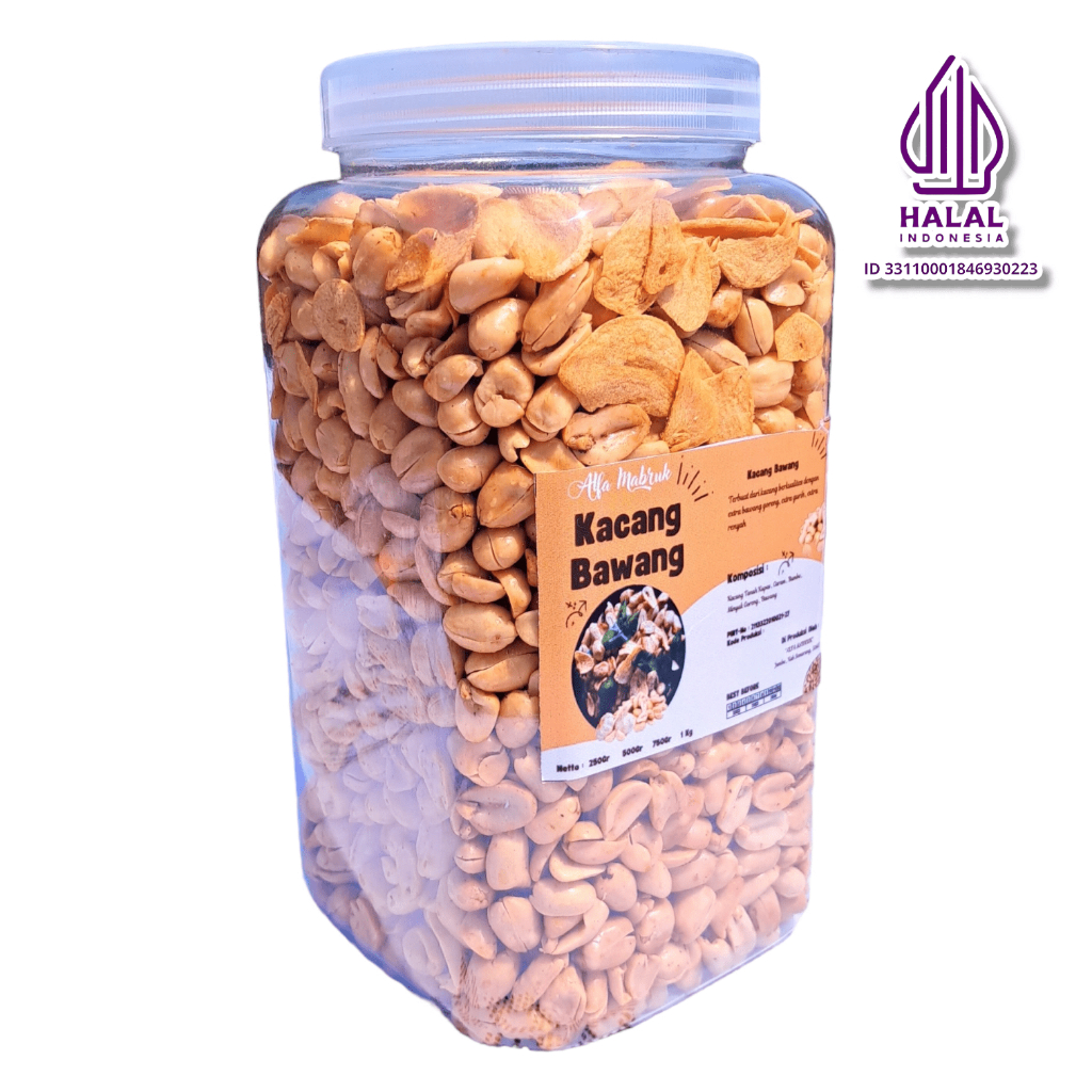 

Kacang Bawang Goreng 1kg / Kacang Kupas Matang 1kg Dengan Extra Bawang goreng