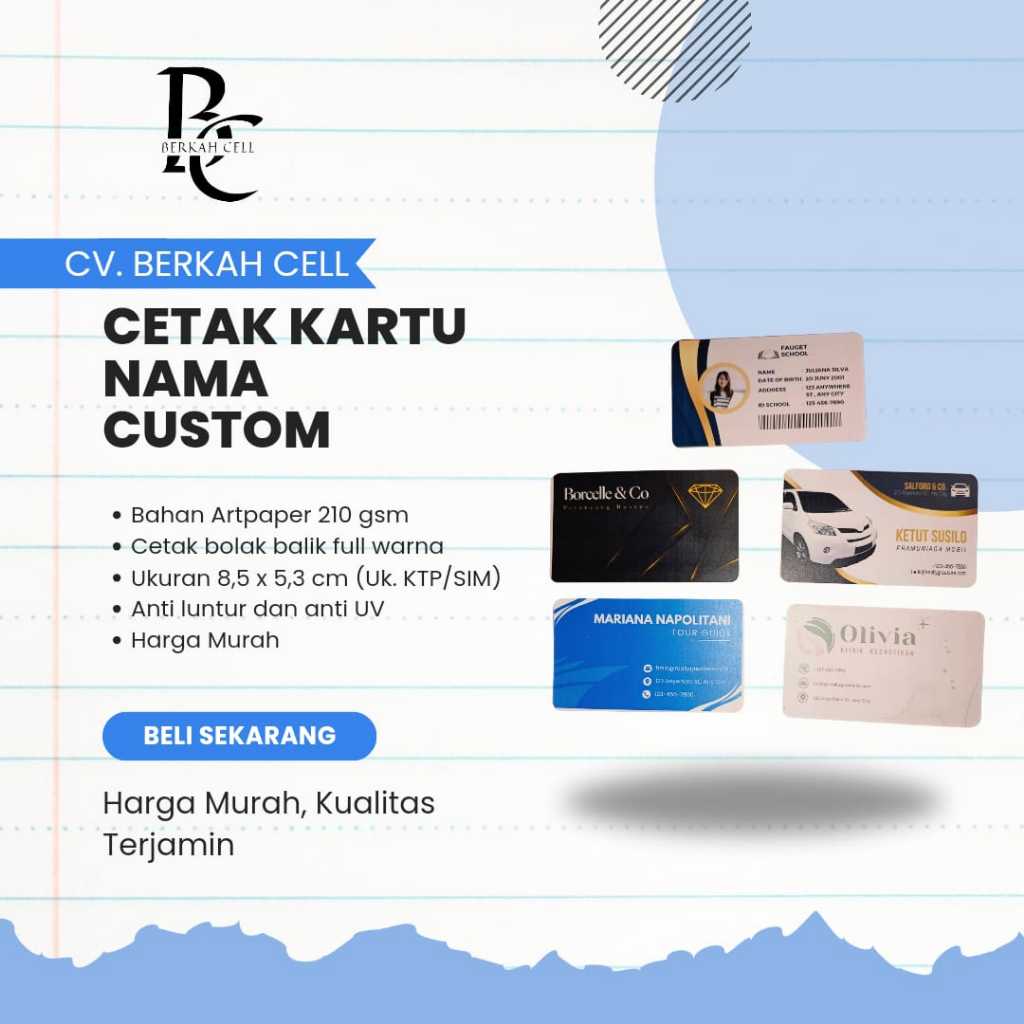 

CETAK KARTU NAMA CUSTOM 2 SISI 100 LEMBAR