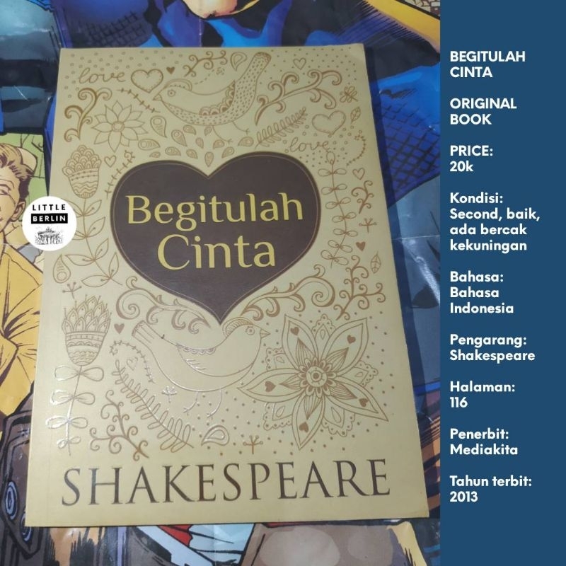 ORIGINAL Buku BEGITULAH CINTA Quotes William Shakespeare Bahasa Indonesia Terjemahan Novel Preloved