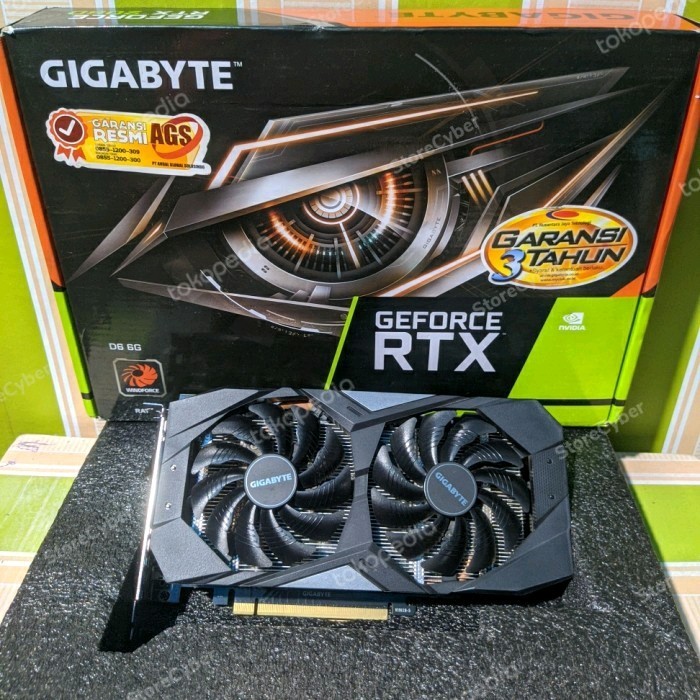 VGA CARD GIGABYTE RTX 2060 6GB DDR6 DUAL FAN BACKPLATE FULLSET BEKAS MULUS SEPERTI BARU RTX2060 PEFO