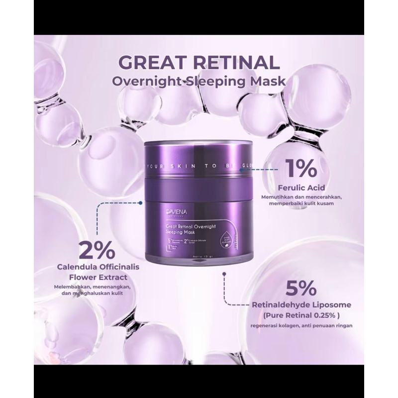 RETINAL DAVIENA - GREAT RETINAL OVERNIGHT SLEEPING MASK - DAVIENA SKINCARE - RETINAL UNGU DAVIENA