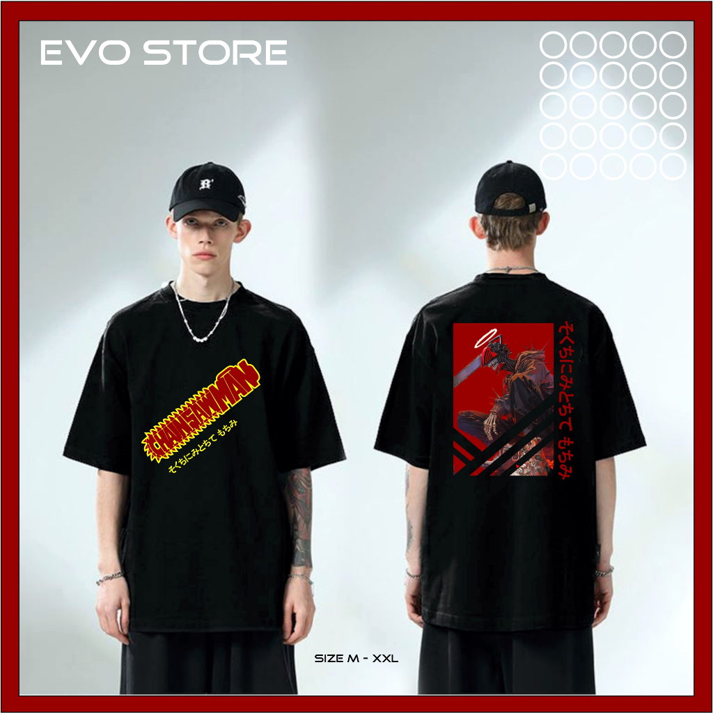 EVO Tshirt Baju Logo Anime Chainsawman Original Produk Kualitas Premium Tipe Neck Oversized Termurah