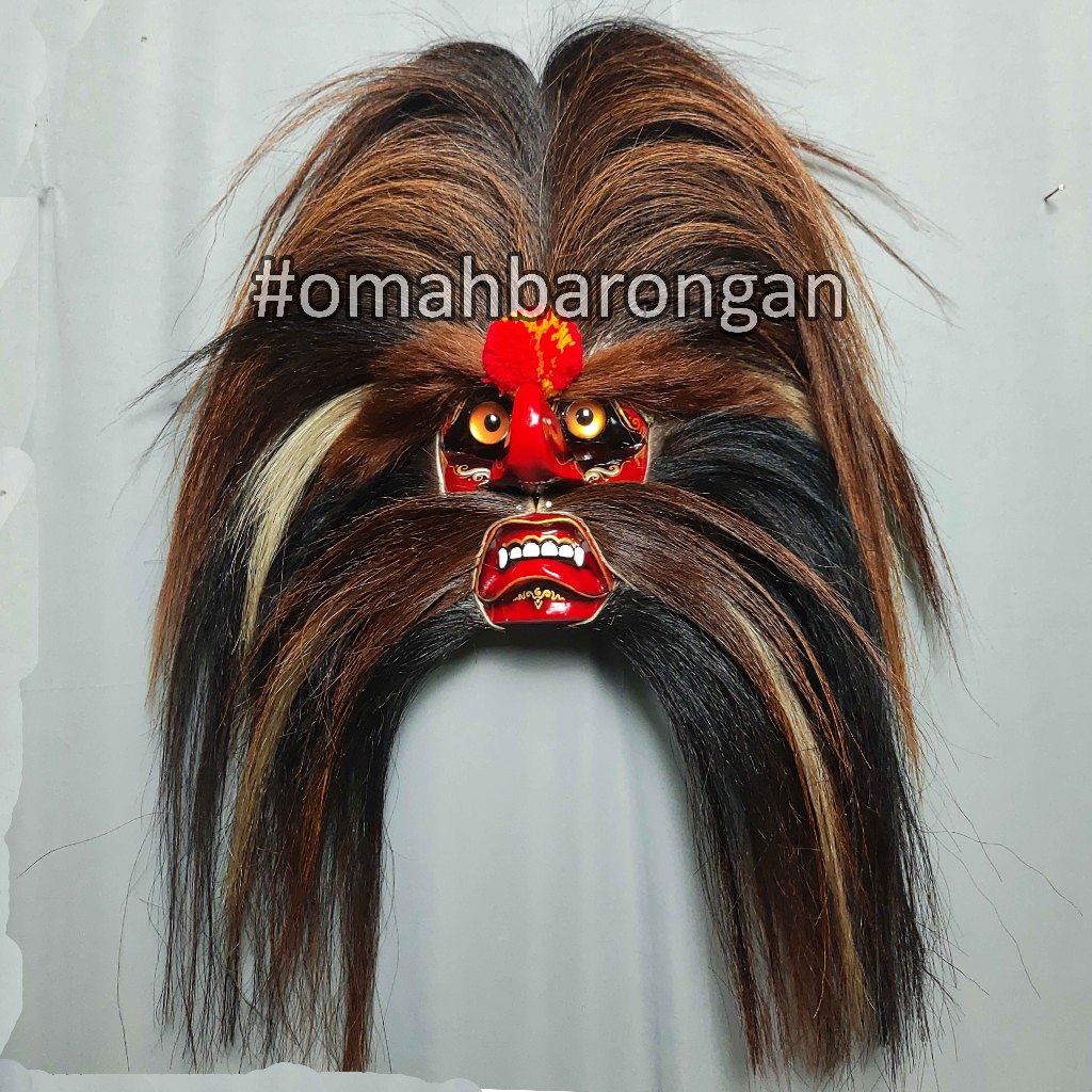 Topeng Ganongan Premium Full Bulu Kuda Asli Rambut Nyulak