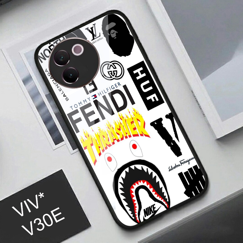 (Q11) Softcase Glass Kaca Vivo V30E - Case Hp Terbaru Anti Air TPU VIVO V30E