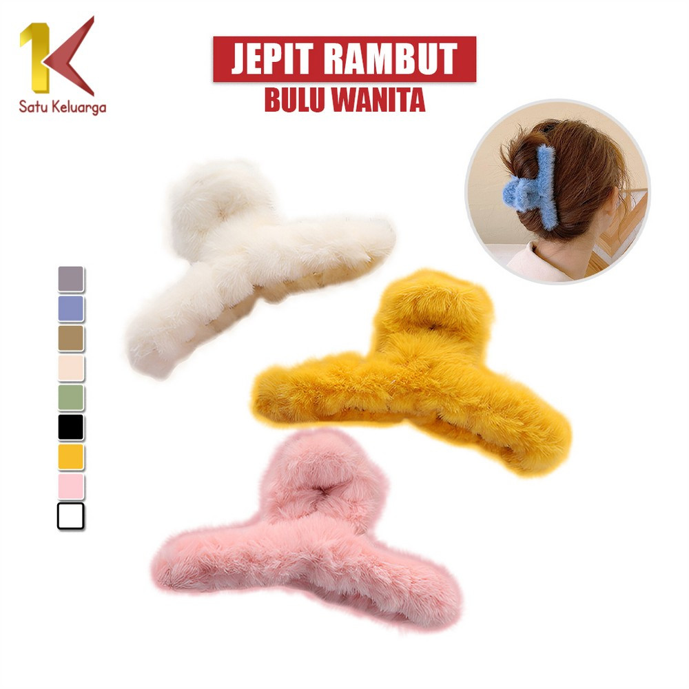 Satu Keluarga Jedai Jepit Rambut Bulu Wanita Korea C1055 Jepitan Salon Soft Aksesoris Rambut Polos