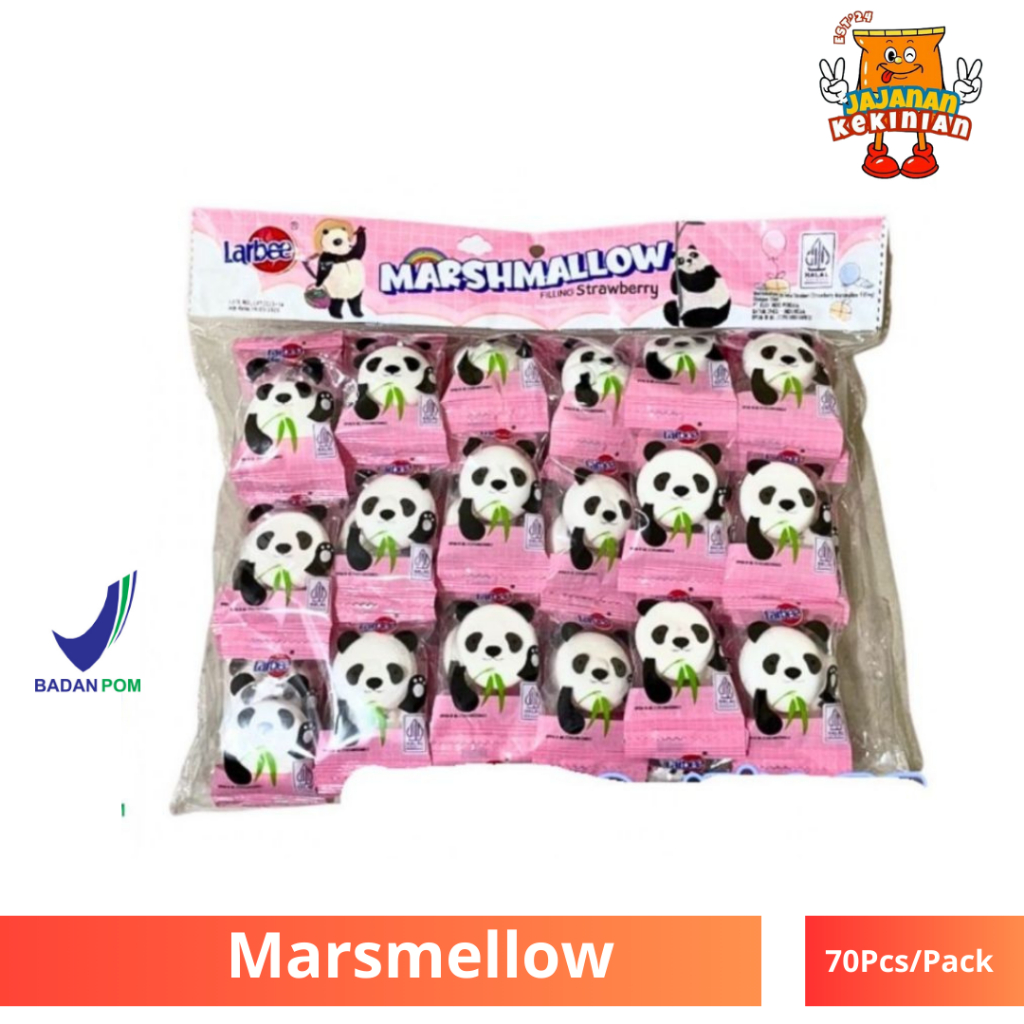 

[HALAL] LARBEE MARSHMALLOW PANDA FILLING STRAWBERRY I MARSHMALLOW ISI SELAI STRAWBERRY - ISI 70 PCS