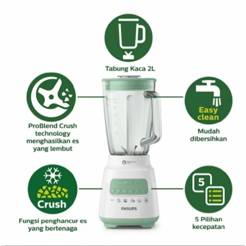 BLENDER PHILIPS  HR-2222 BLENDER(KACA) 2L series 5000