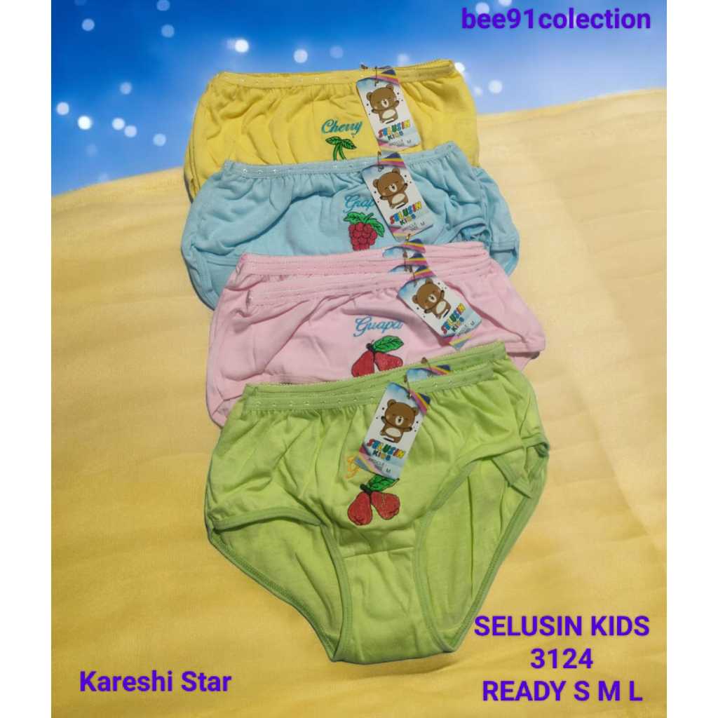 Bee91colection 6 / 12 Pcs Celana Dalam Anak Wanita Bordil Buah Karet Kecil SELUSIN KIDS 3124