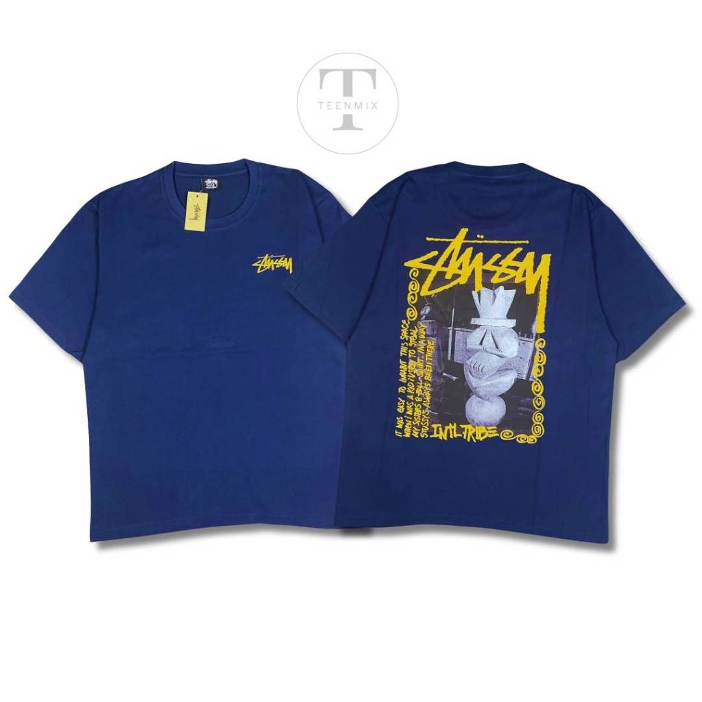 Baju Kaos Stussy Tiki Tee Cotton Oversize T-Shirt Baju Kaos Atasan Pria & Wanita Unisex Kaos Stussy 