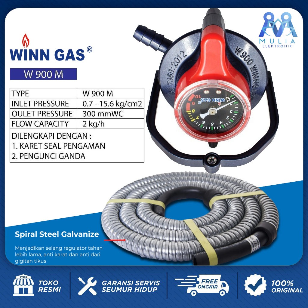 WINN GAS REGULATOR W 900 M/W68M DOUBLE LOCK TEKANAN RENDAH W900M SNI GARANSI RESMI