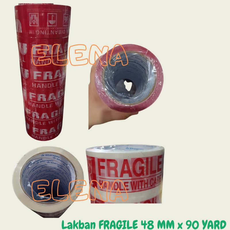 

lakban fragile 48mm x 90 yard/isolasi fragile merah/isolasi fragile putih