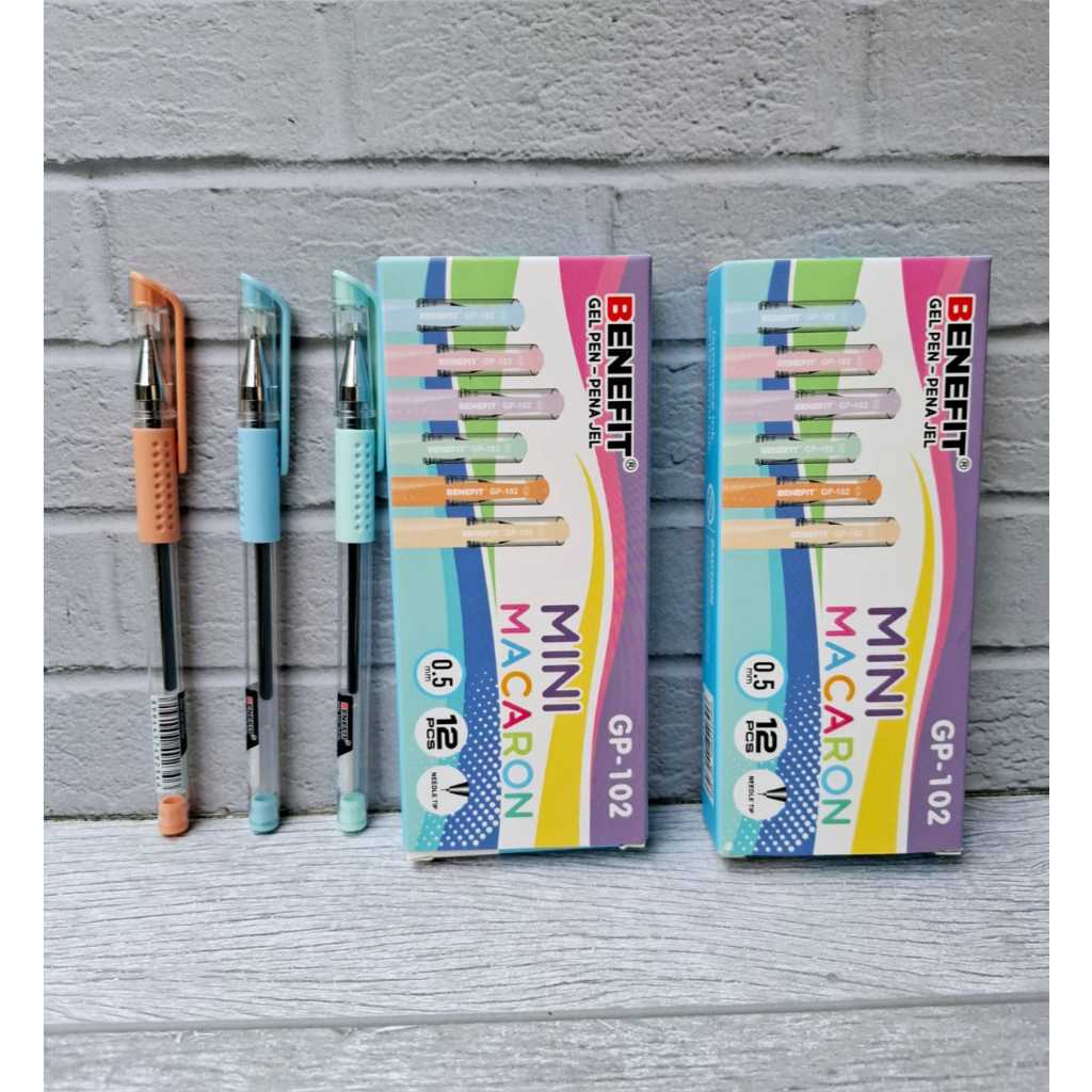 

1 pak isi 12 pcs pulpen Gel Pen - Pena Jel Benefit Mini macaron