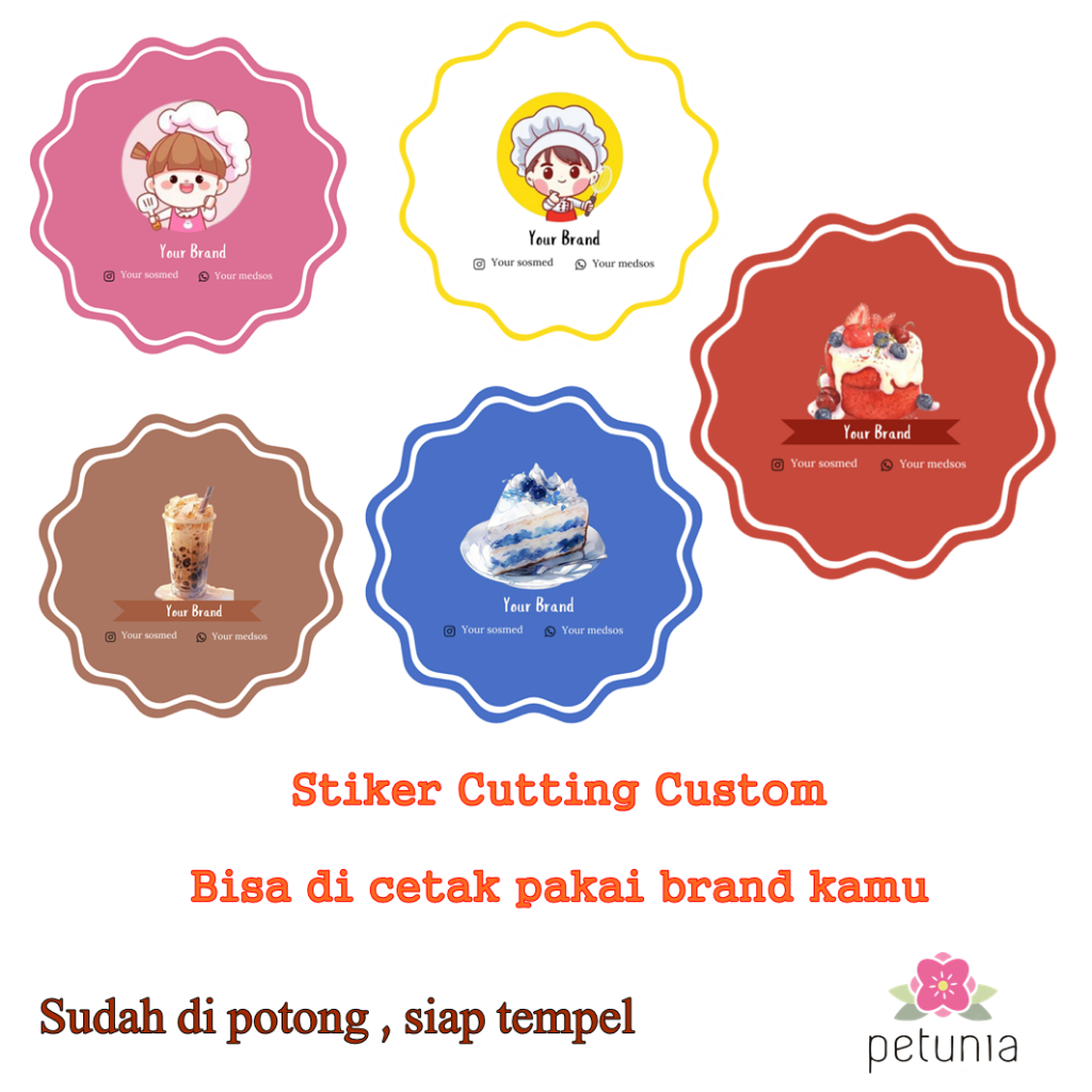 

Stiker Chromo Cutting Custom Nama Brand Label Makanan Potong Kiss Cut